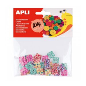 Apli Botones Cuadrados de Madera - Estampados Variados - Bolsa con 35 Unidades - Ideales para Costura, Artesania y Scrapbooking - Colores Surtidos