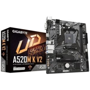 Gigabyte A520M K V2 Placa Base AMD A520 AM4 2x DDR4 - HDMI, M.2, PCIe, 4x Sata III, USB, RJ-45, VGA, Micro-ATX