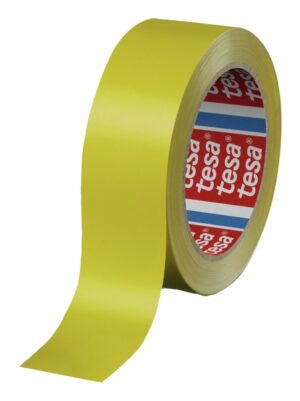 Tesa 60404 Cinta de Embalar Premium 12mm x 66 Metros - Fabricado en SPVC - Adhesivo de Caucho Natural - Color Amarillo