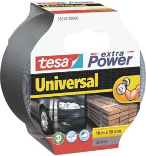 Tesa Extra Power Universal Cinta Adhesiva Multiusos 50mm x 10 Metros - Fuerte Poder de Pegado - Se Rompe Facilmente con la Mano - Resistente a la Intemperie - Color Gris