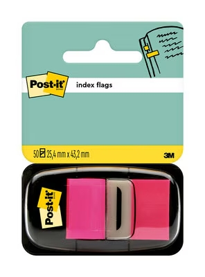 Post-it Index Dispensador con 50 Marcadores Reposicionables 25.4 x 43.2mm - Adherencia Firme - Para Marcar, Señalar o Destacar Informacion - 7100062569 - Color Rosa