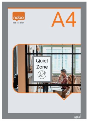 Nobo Pack de 2 Marcos Autoadhesivos Magneticos en Formato A4 - Colocacion en Vertical u Horizontal - Marco de Color Plateado