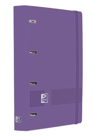 Oxford Europeanbinder Live & Go A4+ Carpeta Tamaño A4+ con Recambio de 100 Hojas Cuadricula 5x5mm - Tapa de Plastico Polyfoam - Cierre con Goma - Color Lila