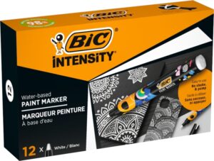 Bic Intensity Marcador de Pintura - Punta Media - Tinta con Base de Agua - 98% de Materiales Reciclados - Color Blanco