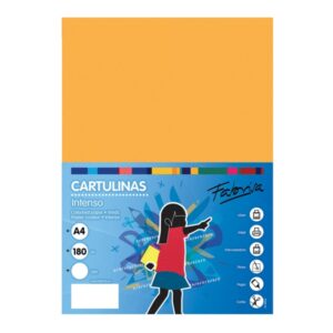 Fabrisa Pack de 50 Cartulinas 180 g/m² - Tamaño A4 - Color Amarillo Oro