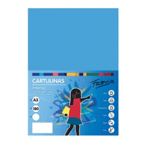Fabrisa Pack de 25 Cartulinas 180 g/m² - Tamaño A3 - Color Azul Turquesa