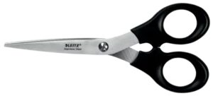 Leitz Tijeras de Acero Inoxidable 16.5cm - Ideales para Casa, Colegio, Oficina - Color Negro
