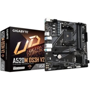 Gigabyte A520M DS3H V2 Placa Base AMD AM4 4xDDR4 - M.2, SATA, PCIe3.0 - HDMI, DisplayPort, DVI, RJ-45, USB 3.2 - MicroATX