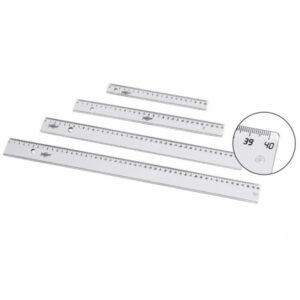 Faibo Regla Escolar Graduada de 20cm - Biselada y Reborde para Tinta - Transparente