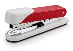Novus Stabil Grapadora de Sobremesa - Capacidad de grapado 30 Hojas - Grapas 24/6, 26/6 - Grapado Abierto, Cerrado y Clavado - Color Blanco/Rojo