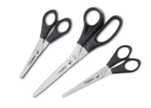 Dahle Home Pack de 3 Tijeras de Acero Inoxidable 13, 15 y 20cm - Hojas Afiladas - Mangos en Plastico ABS - Color Negro