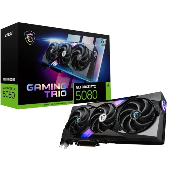 MSI GeForce RTX 5080 Gaming Trio OC Tarjeta Grafica 16GB GDDR7 Reflex 2 RTX AI DLSS4