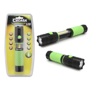 Cegasa Profesional Linterna LED Extensible con Luz Frontal 350lm y Luz Lateral 120lm - Resistente al Agua IP44 - Funciona con 4 Pilas AAA (No Incluidas)