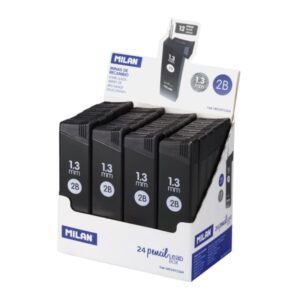 Milan Expositor con 24 Cajas de 12 Minas de Grafito 1.3mm 2B -  Alta Resistencia