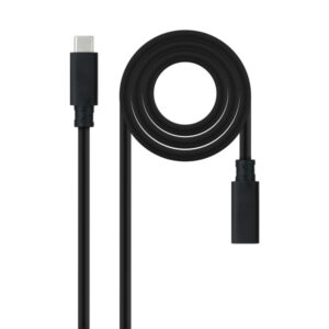Nanocable Cable Prolongador USB-C 3.2 Macho a USB-C 3.2 Hembra - Gen2x2 20Gbp - 100W 5A - 4K 60Hz - 0.5 Metros - Color Negro