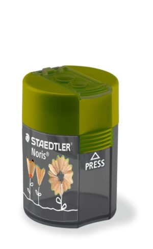 Staedtler 512 F Sacapuntas de 2 Orificios con Deposito - Para Lapices de 8.2mm y 10.2mm - Color Verde