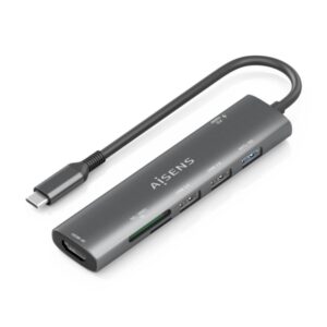 Aisens USB-C Dock 7 en 1 - USB-C a 1xHDMI - 2xUSB-A 2.0 - 1xUSB-A 3.0 - 1xUSB-C 100W - 1xSD - 1xMicroSD - 15cm - Color Gris