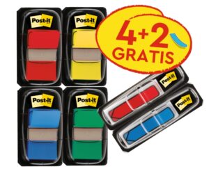 Post-It Index Pack de 6 Dispensadores con Marcadores de Indice Reposicionables - Forma Rectangular - Colores Surtidos