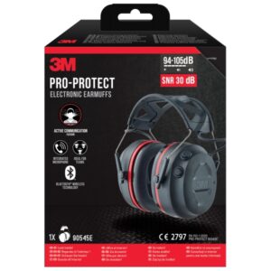 3M Worktunes Connect Orejeras Auditivas con Bluetooth - Microfono Integrado - SNR 3dB - Sonido de Alta Calidad - Ajustable - Color Negro/Rojo