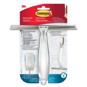 Command Limpiamamparas con Gancho - Acero Inoxidable - Incluye 2 Tiras Adhesivas para Aseo - Color Niquel Satinado