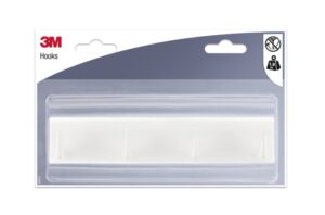 3M Ganchos Adhesivos en Barra - Barra con 4 Ganchos - Soporta hasta 1.9kg - Color Blanco