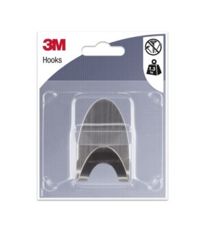 3M Gancho Adhesivo Metalico - Ovalado - Soporta hasta 1.3kg - Color Gris/Titanio