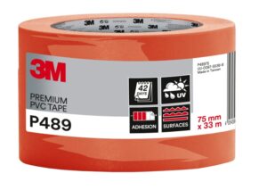 3M Cinta Adhesiva de PVC - 75mm x 33m - Alta Visibilidad - Color Naranja