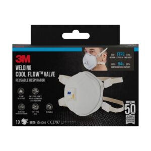 3M Mascarilla para Particulas FFP2 - con Valvula - Especial Soldadura - Reutilizable - para Niveles Medios de Particulas - Color Blanco