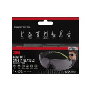 3M Securefit Gafas de Seguridad - Lentes Oscurecidas - Antivaho - Antirrayaduras - Proteccion UV - Color Negro/Verde