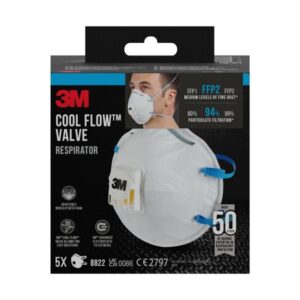 3M Pack de 5 Mascarillas para Particulas FFP2 - Desechable - con Valvula - para Niveles Medios de Particulas - Color Blanco