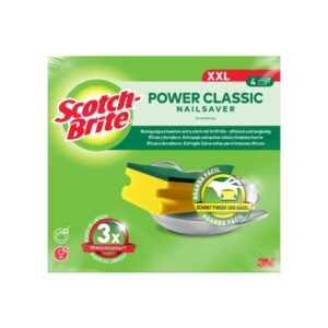 Scotch-Brite Classic Pack de 4 Estropajos de Cocina XL - Proteccion para los Dedos - Color Amarillo