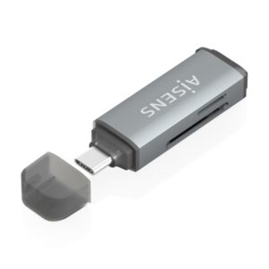 Aisens Lector de Tarjetas USB-C 3.1 Gen1 - Compatible con SD, Micro SD, MMC, RS-MMC, MMC Micro - Color Gris