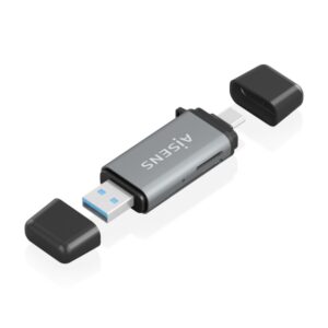 Aisens Lector de Tarjetas USB-A y USB-C 3.1 Gen1 - Compatible con SD, Micro SD, MMC, RS-MMC, MMC Micro - Color Gris