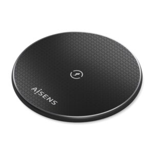 Aisens Cargador Inalambrico 15W - USB-C - Protocolo Qi - Proteccion Contra Sobretension, Sobretemperatura y sobrecorriente - Color Negro