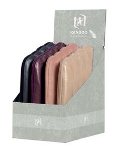 Oxford Kangoo Expositor con 16 Estuches Kangoo Piel - Fabricados en Piel 100% - Goma Kangoo para Acoplar al Cuaderno - 4 Colores Surtidos