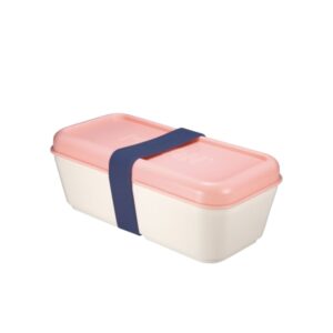 Milan Coleccion 430 Fiambrera Rectangular 0.75L - Apta para Microondas, Lavavajillas y Congelador - Libre de BPA - Divisor Interior Movil - Medidas 20x10x7,5cm - Color Blanco Crudo/Rosa