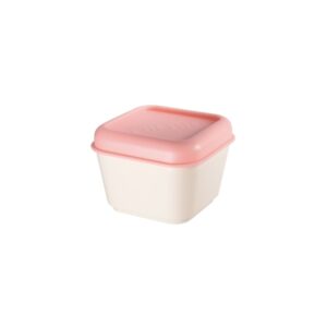 Milan Coleccion 430 Fiambrera Cuadrada 0.33L - Apta para Microondas, Lavavajillas y Congelador - Libre de BPA - Medidas 10x10x7,5cm - Color Beige/Rosa