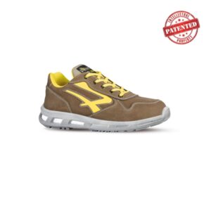 Upower Brave S ESD Calzado de Seguridad Bajos - Talla 48 - Cuero Nubuck Resistente, Puntera de Aluminio, Proteccion Hidrofuga, Antiarrugas, Antideslizante, Suela PU/PU, Clase S3S CI FO SR - Color Beige y Amarillo