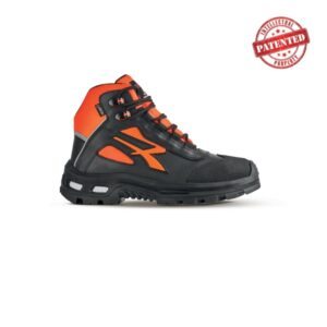Upower Spirit S Zapato de Seguridad Alto - Talla 48 - Forro de Cuero de Grano Suave, Puntera Resistente a la Abrasion, Repelente al Agua, Forro Gore-Tex, Proteccion S7S CI FO SR - Color Gris/Naranja