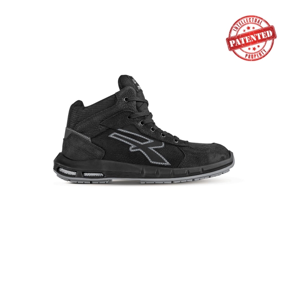 Upower Nek Plus S ESD Calzado de Seguridad Altos - Talla 48 - Cuero Nubuck, Puntera de Aluminio, Hidrofugos, Antiarrugas, Antideslizantes, Suela PU/PU High Rebound, Proteccion S3S CI FO SR - Color Negro