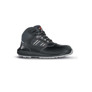 Upower Gippo RS S Calzado de Seguridad Botines - Talla 47 - Empeine Piel Flor, Hidrofugos, Transpirables, Puntal AirToe Composite, Antiperforacion, Antideslizante, Suela PU/PU, Proteccion S3S FO SR - Color Negro