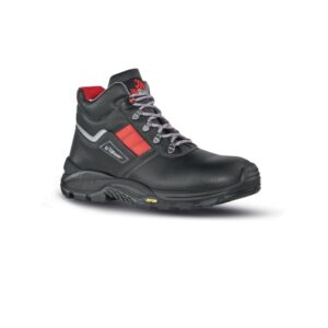 Upower Gravel S RS Calzado de Seguridad Botines - Talla 48 - Empeine Piel Flor Grana Mina, Hidrofugo, Puntal Composite, Antiperforacion, Suela Antideslizante PU/VIBRAM, Proteccion S3S CI HI HRO FO SR - Color Negro
