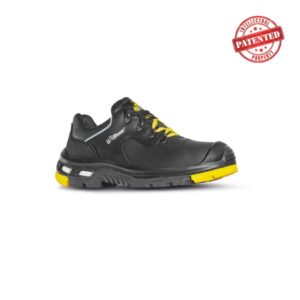 Upower Yarvis S Calzado de Seguridad Laboral - Talla 48 - Piel Pull-Up Suave, Hidrofugo, Suela PU/Vibram Antideslizante, Sistema Antiperforacion, Puntera AirToe, Plantilla Anatomica Transpirable - Color Negro/Amarillo