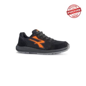 Upower Atos S ESD Calzado de Seguridad Bajos - Talla 48 - Parte Superior de Nailon Ultraflexible y Gamuza Suave, Puntera de Aluminio, Suela Antideslizante, Proteccion S1PS FO SR - Color Negro/Naranja