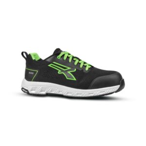 Upower Aton ESD Zapato Bajo de Seguridad - Talla 48 - Transpirable y Flexible, Puntera Fibertoe, Plantilla Antiperforacion Ultraligera, Suela EVA y Caucho, Proteccion S1PS HI HRO FO SR - Color Negro/Verde