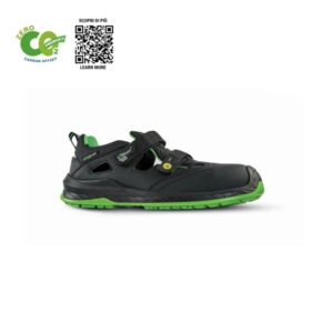 Upower Brook UK S ESD Calzado de Seguridad - Talla 48 - Anti-Perforacion, Puntera Ultraligera, Forro Transpirable, Suela Antideslizante, Carbon Neutral - Color Negro/Verde