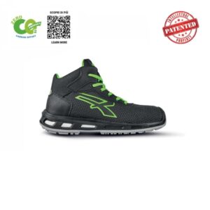 Upower Ventura S ESD Calzado de Trabajo Carbon Neutral - Talla 48 - Antiperforacion, Retorno de Energia, Antideslizante, S3S CI FO SR - Color Negro/Verde