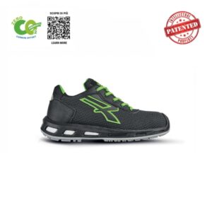 Upower Malibu S ESD Calzado de Seguridad Ecologicos - Talla 48 - Puntera AirToe Aluminium, Sistema Antiperforacion, Suela Antideslizante, Retorno de Energia Infinergy, Proteccion S3S CI FO SR - Color Negro/Verde