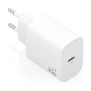 Aisens Cargador GaN 30W - USB-C PD3.0 - Tecnologia AI para Detectar Protocolo y Velocidad de Carga - Color Blanco