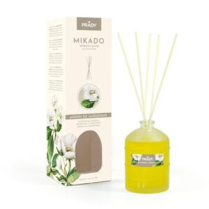 Prady Ambientador Mikado Jardin de Gardenias - Frasco de Cristal 100 ml y Varitas Difusoras
